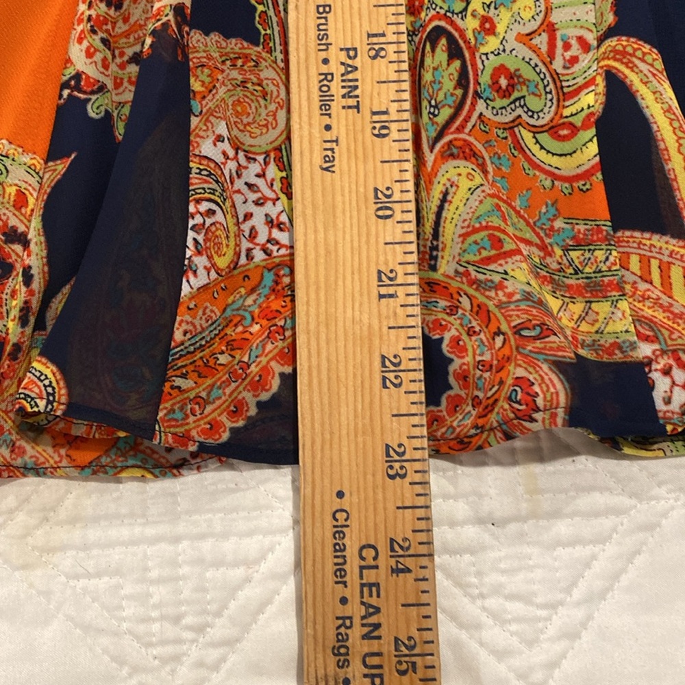 Lauren Ralph Lauren Paisley Skirt Sz 16 fully lined side zip extra dark navy - Picture 8 of 11